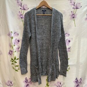 GAP Long Gray Buttonless Knit Cardigan